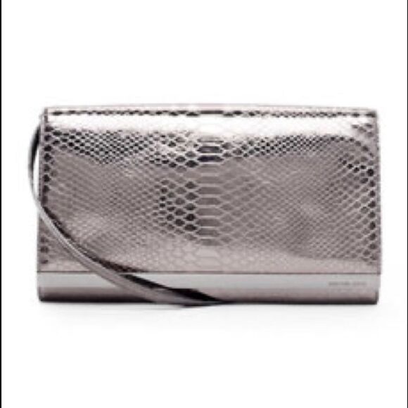 Michael Kors Tilda Python-Embossed Clutch Bag - Picture 2 of 15